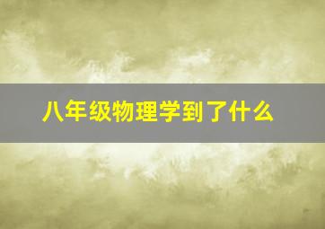 八年级物理学到了什么