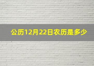 公历12月22日农历是多少