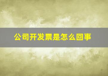 公司开发票是怎么回事