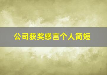 公司获奖感言个人简短