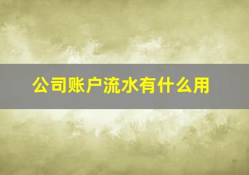 公司账户流水有什么用