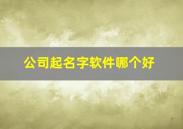 公司起名字软件哪个好