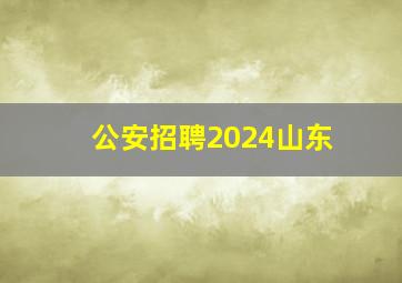 公安招聘2024山东