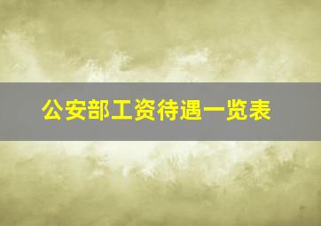 公安部工资待遇一览表