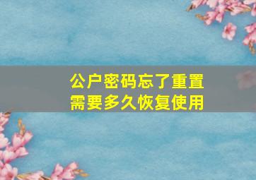 公户密码忘了重置需要多久恢复使用