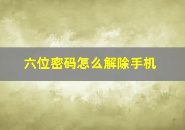 六位密码怎么解除手机