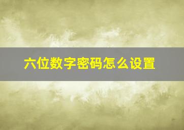 六位数字密码怎么设置