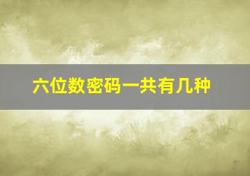 六位数密码一共有几种