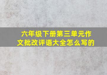 六年级下册第三单元作文批改评语大全怎么写的