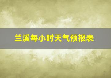 兰溪每小时天气预报表