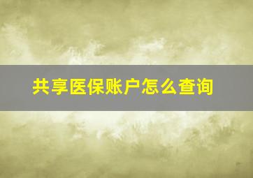 共享医保账户怎么查询