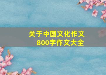 关于中国文化作文800字作文大全