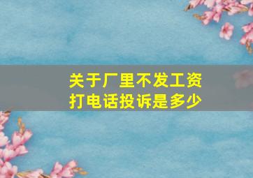 关于厂里不发工资打电话投诉是多少