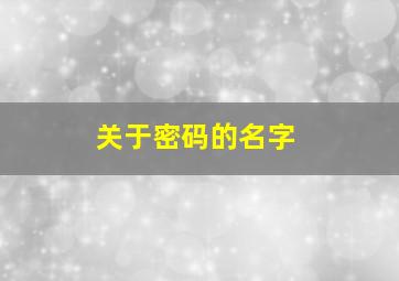 关于密码的名字