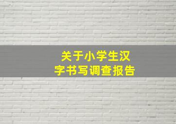 关于小学生汉字书写调查报告