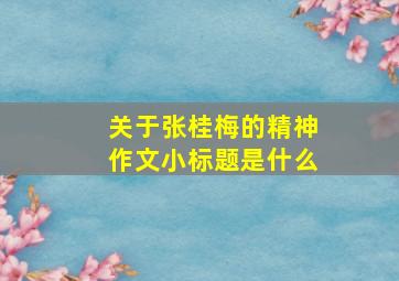 关于张桂梅的精神作文小标题是什么