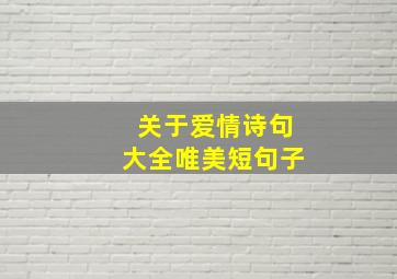 关于爱情诗句大全唯美短句子