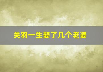 关羽一生娶了几个老婆