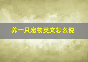 养一只宠物英文怎么说