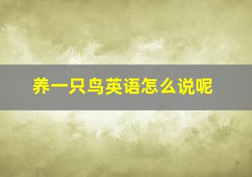 养一只鸟英语怎么说呢