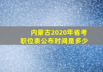 内蒙古2020年省考职位表公布时间是多少