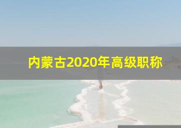 内蒙古2020年高级职称