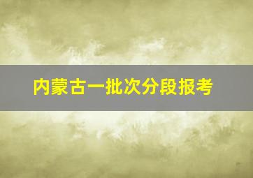 内蒙古一批次分段报考