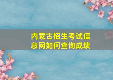 内蒙古招生考试信息网如何查询成绩