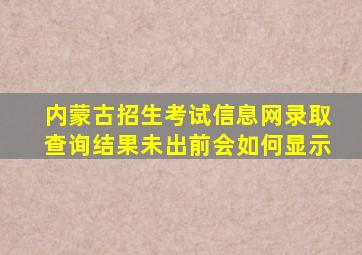 内蒙古招生考试信息网录取查询结果未出前会如何显示