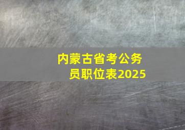 内蒙古省考公务员职位表2025