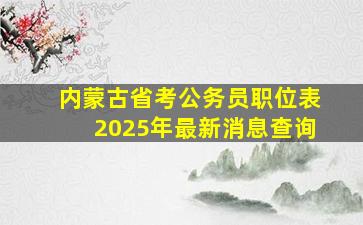 内蒙古省考公务员职位表2025年最新消息查询