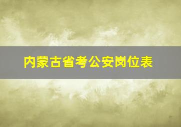 内蒙古省考公安岗位表