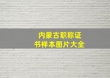 内蒙古职称证书样本图片大全