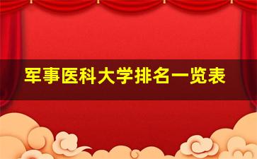 军事医科大学排名一览表