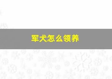 军犬怎么领养