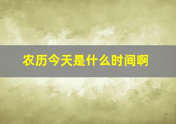 农历今天是什么时间啊