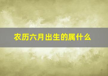 农历六月出生的属什么