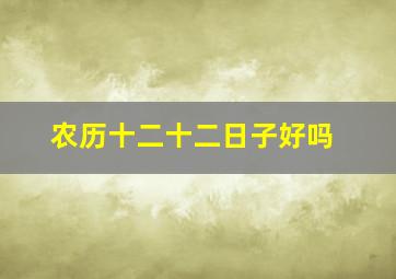 农历十二十二日子好吗