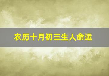 农历十月初三生人命运