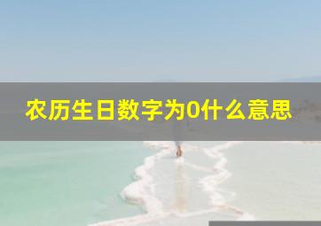 农历生日数字为0什么意思