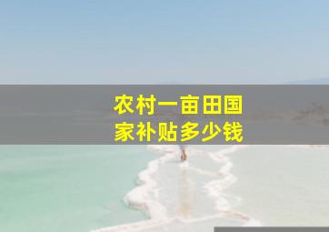 农村一亩田国家补贴多少钱