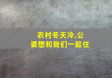 农村冬天冷,公婆想和我们一起住