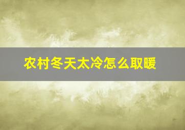 农村冬天太冷怎么取暖