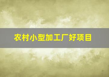 农村小型加工厂好项目