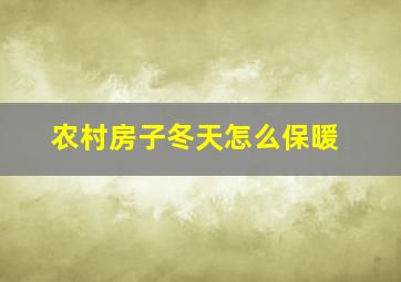 农村房子冬天怎么保暖