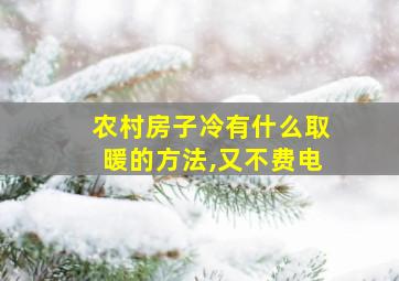 农村房子冷有什么取暖的方法,又不费电