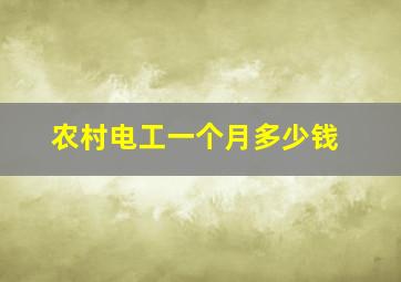 农村电工一个月多少钱