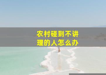 农村碰到不讲理的人怎么办