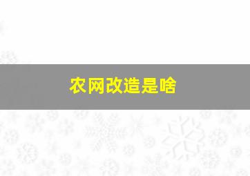 农网改造是啥