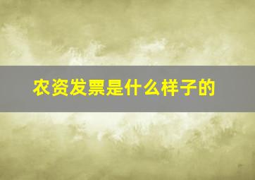 农资发票是什么样子的